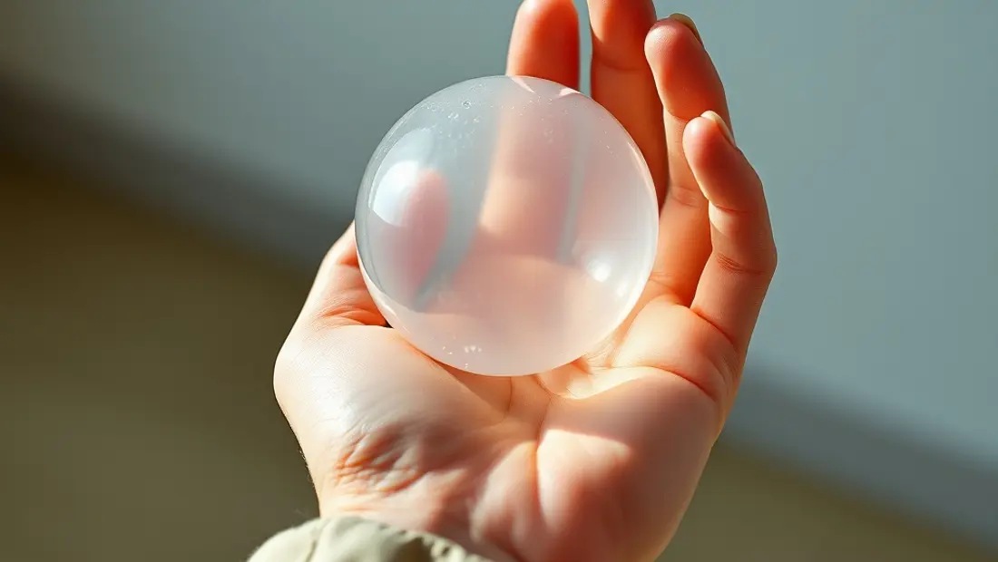 Une personne manipule un objet en plastique.