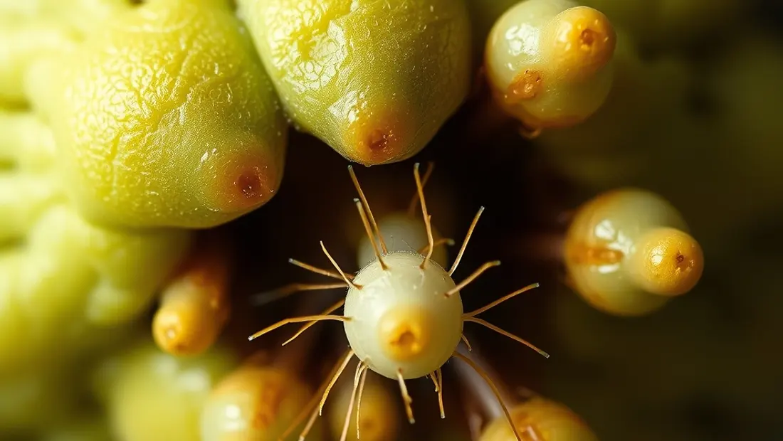 Détail de la surface de Physarum polycephalum