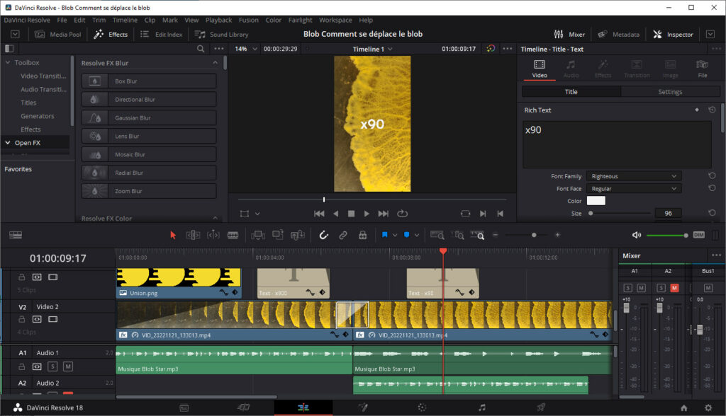 Logiciel de montage DaVinci Resolve